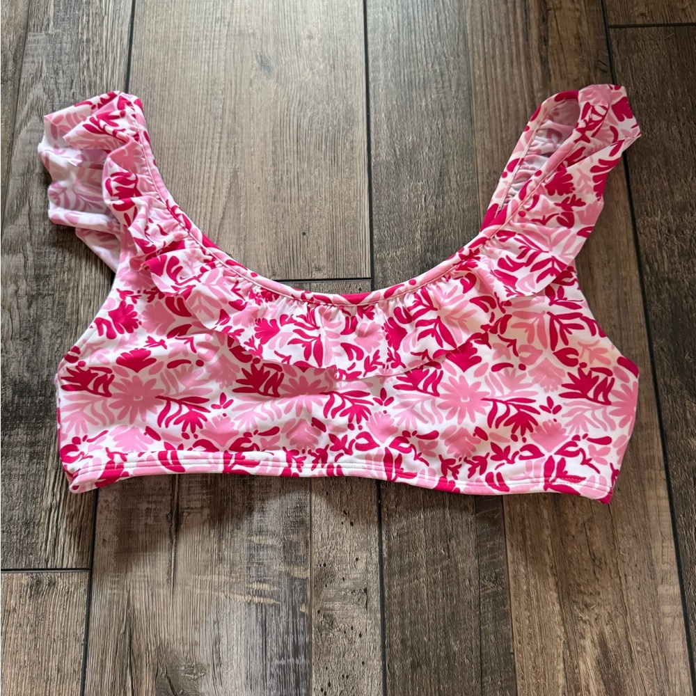 Vineyard Vines Pink Floral Kids Bikini Top